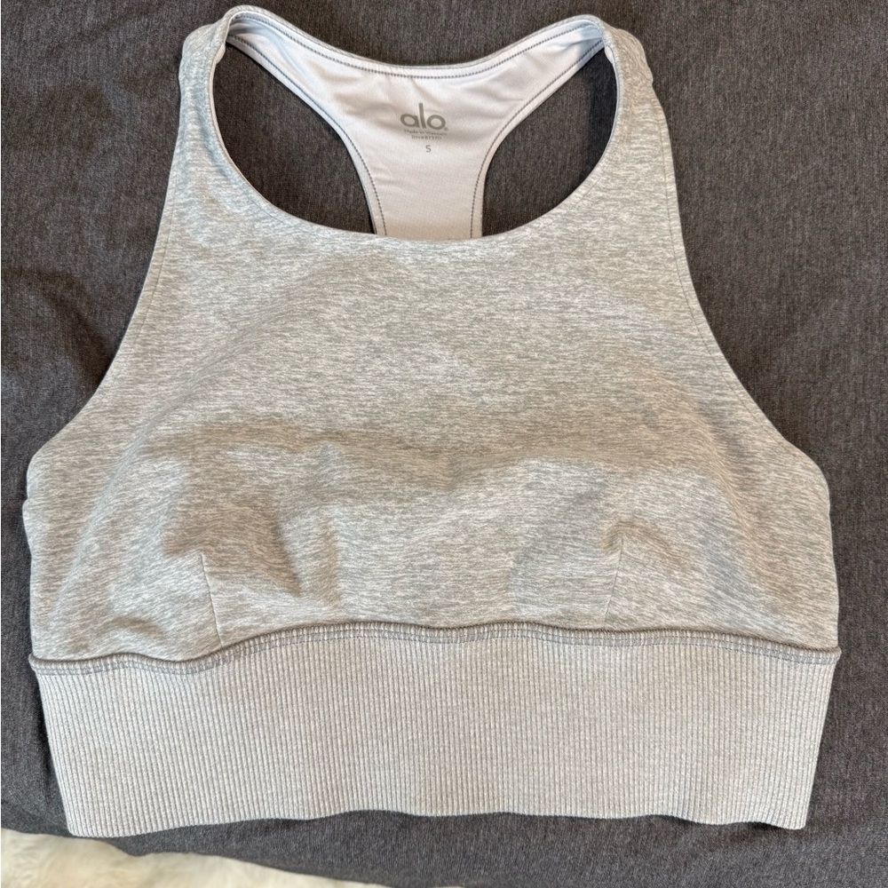 ALO Yoga ALOSOFT Light Gray Sports Bra SIZE S